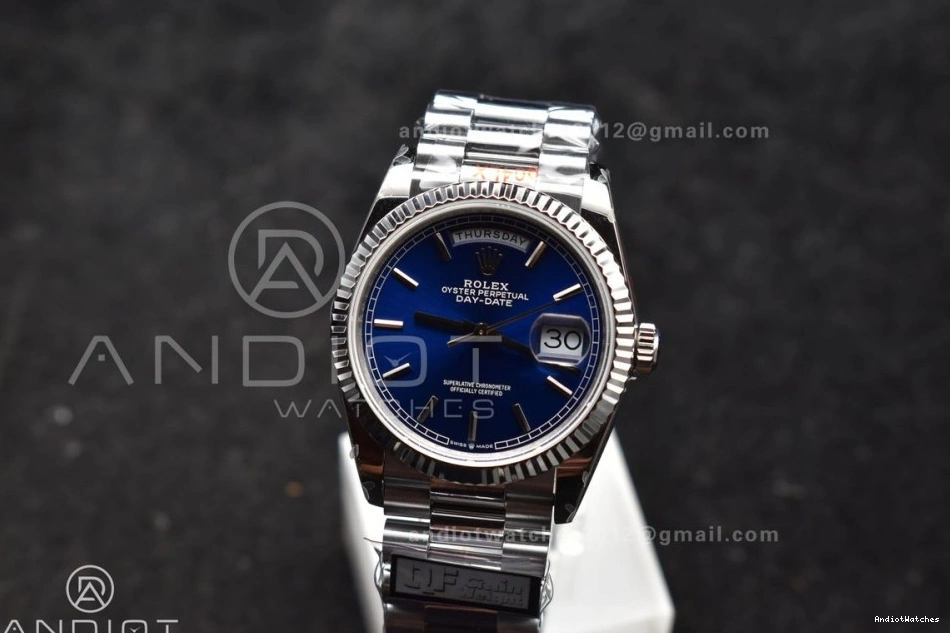 QF (Gain Best 904L V5 Edition Weight) DayDate vr3255 SS on Packable Steel President Dial Bracelet 36 Blue 672 0728
